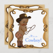 Afro-Amerikaanse Cowboy Baby shower Kaart (Voorkant / Achterkant)