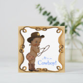 Afro-Amerikaanse Cowboy Baby shower Kaart (Staand voorkant)