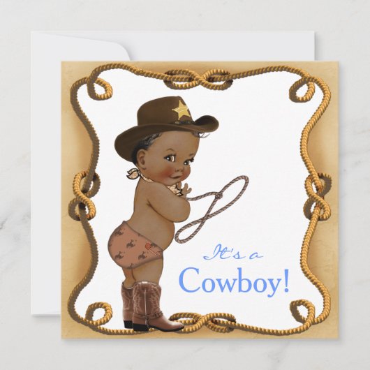 Afro-Amerikaanse Cowboy Baby shower Kaart (Voorkant)