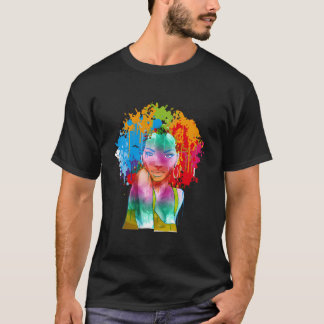 Afro-Amerikaanse dame Afro-schilderij T-shirt