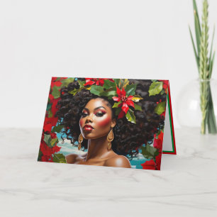 Afro-Amerikaanse diva-illustratie Kerstmis Hulst Kaart