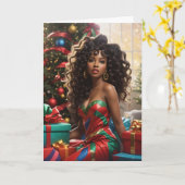 Afro-Amerikaanse Diva Kleurrijke Kerst Kaart (Gele Bloem)