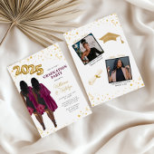 Afro-Amerikaanse Double Graduation Party Kaart