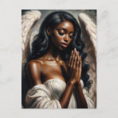 Afro-Amerikaanse engelenvrouw bidt Briefkaart (Voorkant)