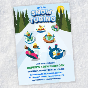 Afro-Amerikaanse Etnische Sneeuw Tubing Verjaardag Kaart
