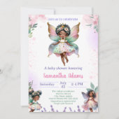 Afro-Amerikaanse Fairy Baby shower Kaart (Voorkant)