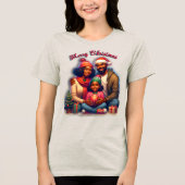 Afro-Amerikaanse familie vrolijk kerstfeest Tri-Blend Shirt (Voorkant)