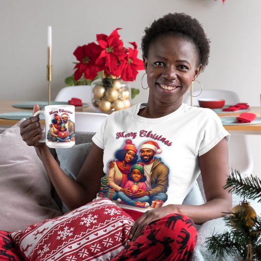 Afro-Amerikaanse familie vrolijk kerstfeest Tri-Blend Shirt