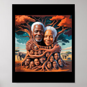 Afro-Amerikaanse familiestamboom wortels erfgoed o Poster