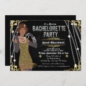Afro-Amerikaanse Flapper Bachelorette uitnodiging (Voorkant / Achterkant)