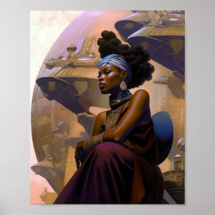 Afro-Amerikaanse futuristische dame Poster