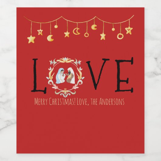 Afro-Amerikaanse Geboorte Kerstmis Kaart Wijn Etiket (Enkel label)