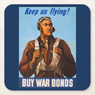 Afro-Amerikaanse gevechtspiloten uit de Tweede Wer Vierkante Kartonnen Onderzetter