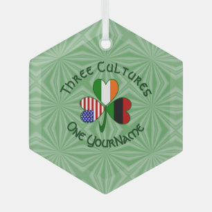 Afro-Amerikaanse Ierse Shamrock Vlag Persoonlijk Glas Ornament