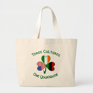 Afro-Amerikaanse Ierse Shamrock Vlag Persoonlijk Grote Tote Bag