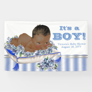 Afro-Amerikaanse jongen babyshower banner