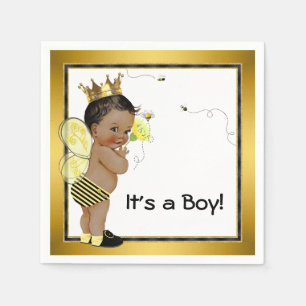 Afro-Amerikaanse Jongen Bumble Bee Baby Shower Servet