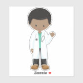 Afro-Amerikaanse Jongen, Dokter, Labjas, Geneeskun Sticker (Vel)