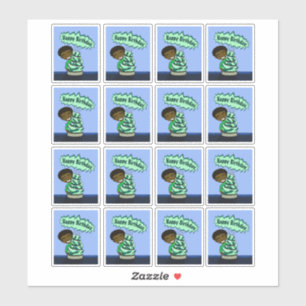 Afro-Amerikaanse jongen en taart Sticker