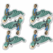 Afro-Amerikaanse jongens op vliegende vis Sticker (Voorkant)