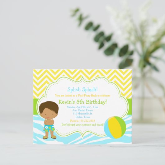 Afro-Amerikaanse jongens zwembadfeest bash feest Briefkaart (Staand voorkant)