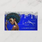 Afro-Amerikaanse kapper Silver Glitter Drips Visitekaartje (Voorkant)