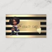 Afro-Amerikaanse kapper strepen, gouden harten Klantenkaartje (Voorkant)