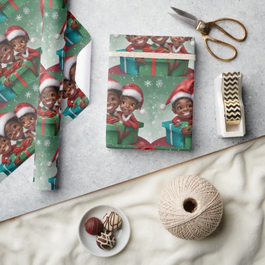 Afro-Amerikaanse Kerst Elf Cadeaupapier (Crafts)