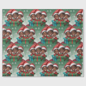 Afro-Amerikaanse Kerst Elf Cadeaupapier (Vlak)