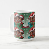 Afro-Amerikaanse Kerst Elf Koffiemok (Voorkant links)