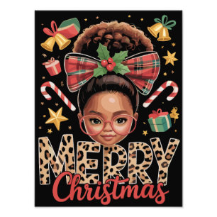 Afro-Amerikaanse Kerst Misbundel Zwarte Moeder Foto Afdruk