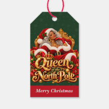 Afro-Amerikaanse Kerstcadeautags Mevrouw Claus