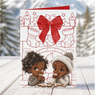Afro-Amerikaanse kerstkaart Feestdagen Kaart