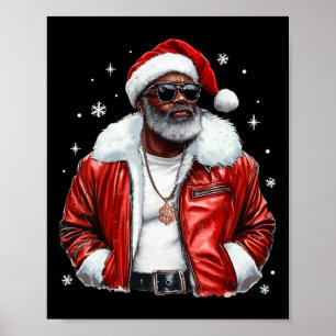Afro-Amerikaanse Kerstman Cool Black Afro K Poster