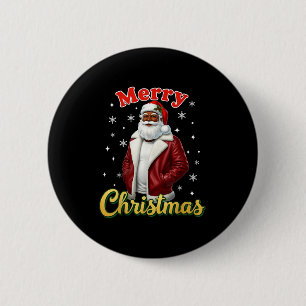Afro-Amerikaanse Kerstman Kerst Cool Zwarte Kerstm Ronde Button 5,7 Cm