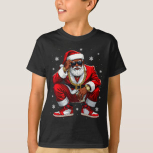 Afro-Amerikaanse Kerstman Kerst Zwart Kerstmis Vro T-shirt