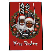 Afro-Amerikaanse kerstman & mevrouw Claus Medium Cadeauzakje (Achterkant)