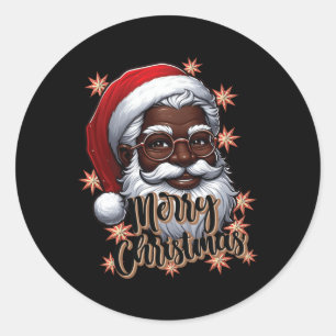 Afro-Amerikaanse Kerstman Pyjama Black X-ma Ronde Sticker
