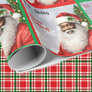 Afro-Amerikaanse Kerstman Voeg de naam van het kin Cadeaupapier