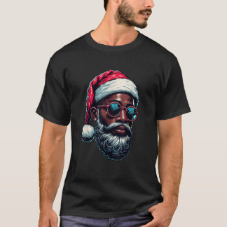 Afro-Amerikaanse Kerstpyjama Kerstmis Afro Santa T-shirt