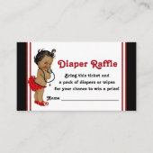 Afro-Amerikaanse Ladybug Luier Raffle Tickets Informatiekaartje (Voorkant)