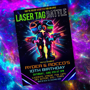 Afro-Amerikaanse Laser Tag Verjaardag Kaart