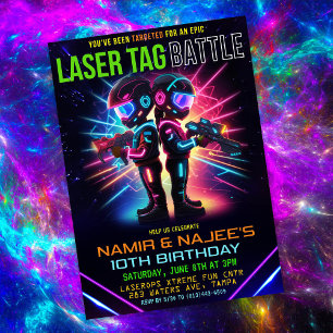 Afro-Amerikaanse Laser Tag Verjaardag Kaart