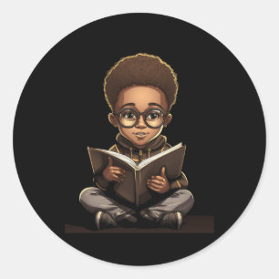 Afro-Amerikaanse lezer boekenwurm lezen Ronde Sticker