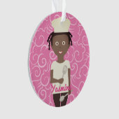 Afro-Amerikaanse meisje chef spatula gepersonalise Ornament (voorkant)