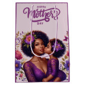 Afro-Amerikaanse moeder & dochter Happy Moederdag Medium Cadeauzakje (Achterkant)
