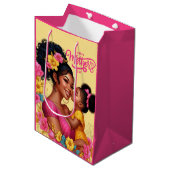 Afro-Amerikaanse moeder & dochter Happy Moederdag Medium Cadeauzakje (Voorkant Gekanteld)