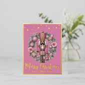 Afro-Amerikaanse Notenkraker Roze Pastel krans Folie Feestdagen Briefkaart (Staand Voorkant)