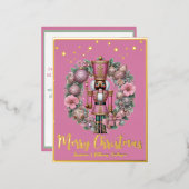 Afro-Amerikaanse Notenkraker Roze Pastel krans Folie Feestdagen Briefkaart (Voorkant / Achterkant)