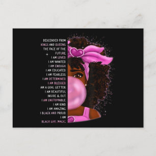 Afro-Amerikaanse Nubische Koningin Zwarte Meisjes  Briefkaart